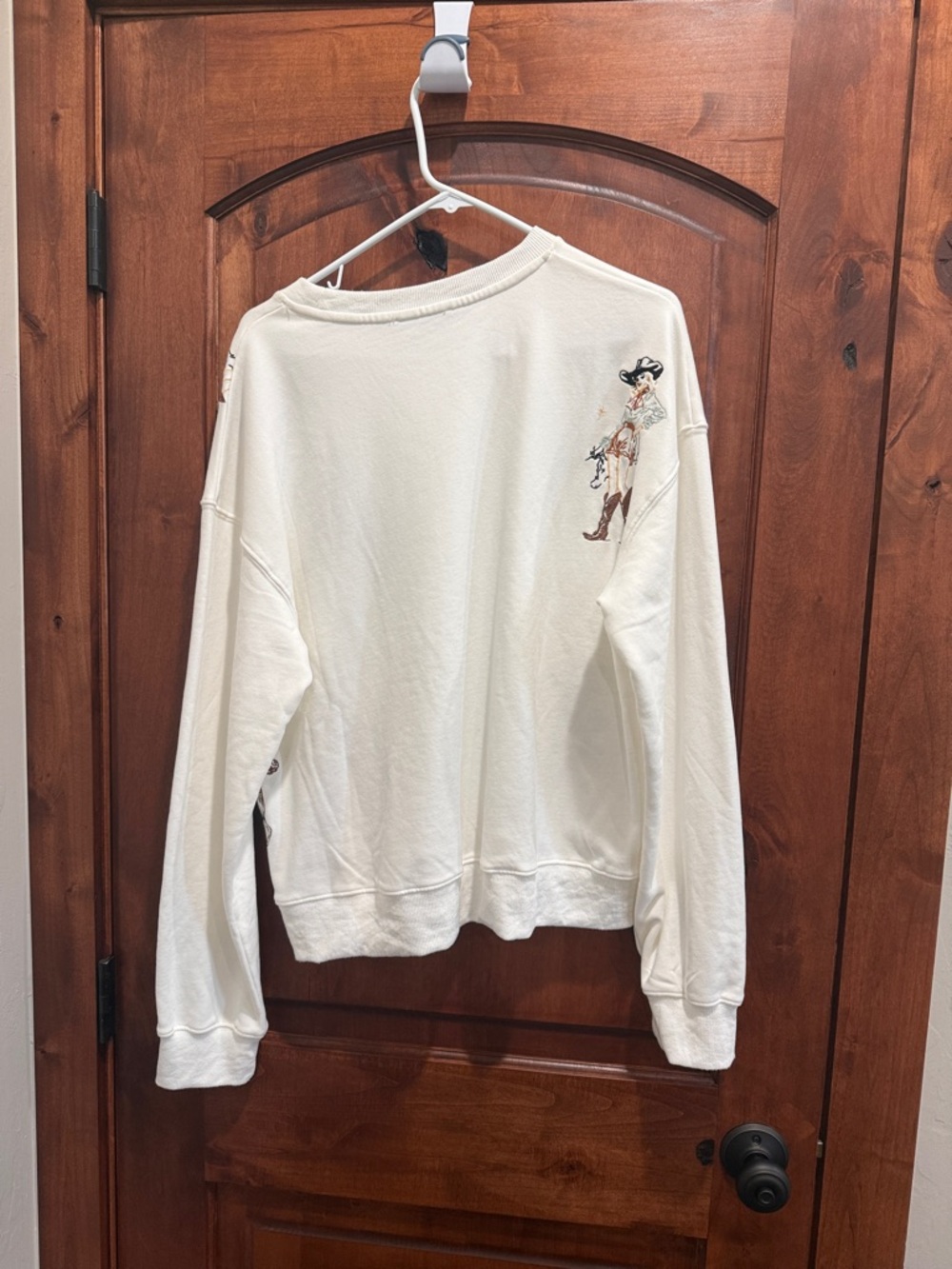 Blue B. Cream Crewneck Sweater with Western Embroidered Motifs - Picture 6 of 7